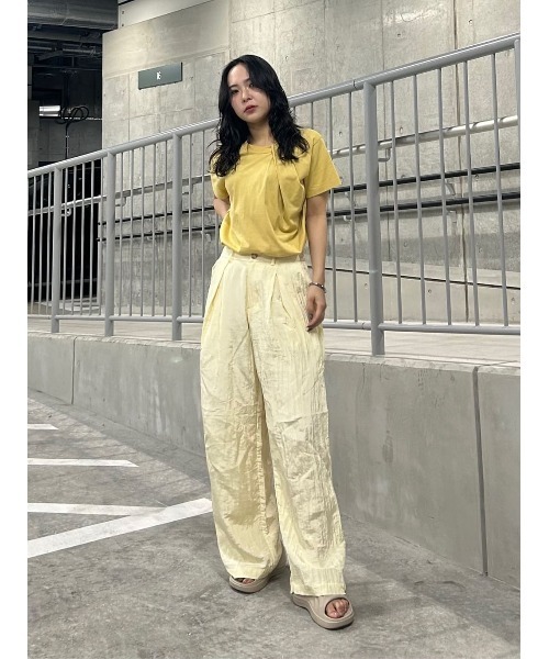 THROW by SLY（スローバイスライ）の「THROW TWIST ASYMMETRY TOPS ツイスト アシンメトリー トップス 半袖 夏服（Tシャツ/カットソー・レディース・イエロー/ブラック・FREE）」の18枚目の写真