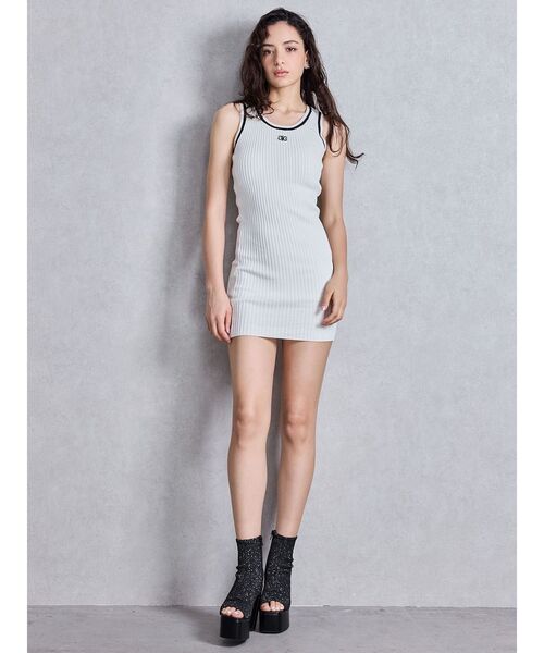 GYDA リブニットワンピース ジェイダ GYDA ハーフZIPリブニットワンピース （BLK