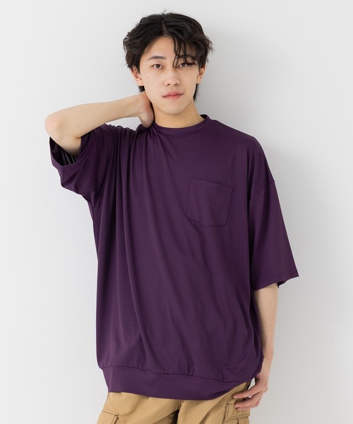 JAM & LINK(ジャムアンドリンク)の「【リンクコーデ】 抗ピリング加工 ワイド半袖Tシャツ(Tシャツ/カットソー・メンズ・ネイビー/ブラック/ホワイト/パープル/チャコールグレー/ミント/クリーム・M/L)」の7枚目の写真