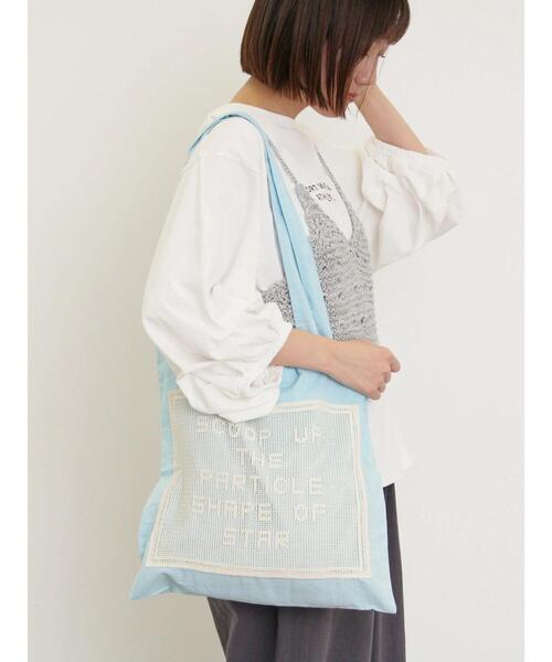 Samansa Mos2（サマンサ モスモス）の「ロゴメッシュレーストートバッグ（ハンドバッグ・レディース・ピンク/ブルー/ブラック・F）」の3枚目の写真