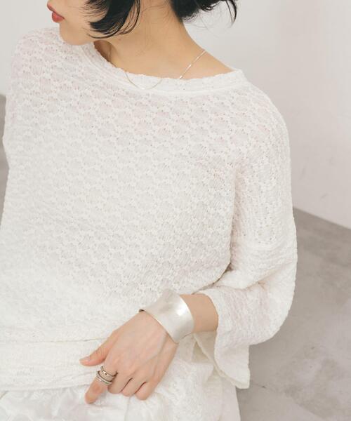 KBF（ケイビーエフ）の「ルーズレースTEE（Tシャツ/カットソー・レディース・ブラック/オフホワイト・ONE）」の3枚目の写真