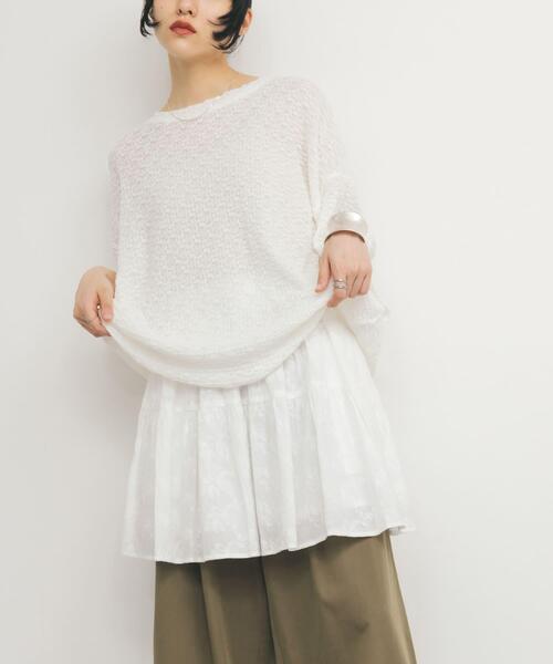 KBF（ケイビーエフ）の「ルーズレースTEE（Tシャツ/カットソー・レディース・ブラック/オフホワイト・ONE）」の5枚目の写真