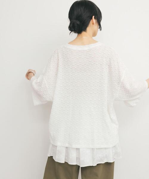 KBF（ケイビーエフ）の「ルーズレースTEE（Tシャツ/カットソー・レディース・ブラック/オフホワイト・ONE）」の6枚目の写真