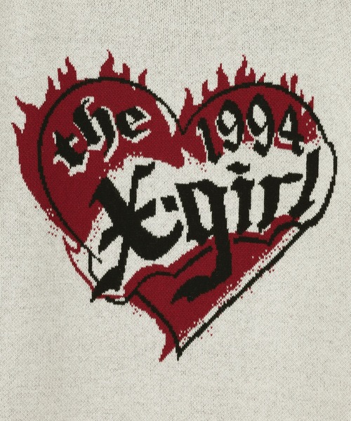 *p(R)ojectR® Heart P knit Lサイズ 【9/2まで限定】 HEART LOGO JACQUARD KNIT TOP（ニット/セーター）｜X-girl