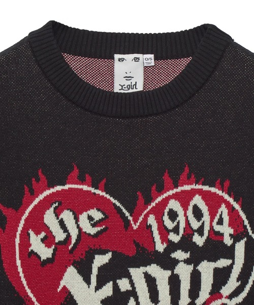 HEART LOGO JACQUARD KNIT TOP（ニット/セーター）｜X-girl