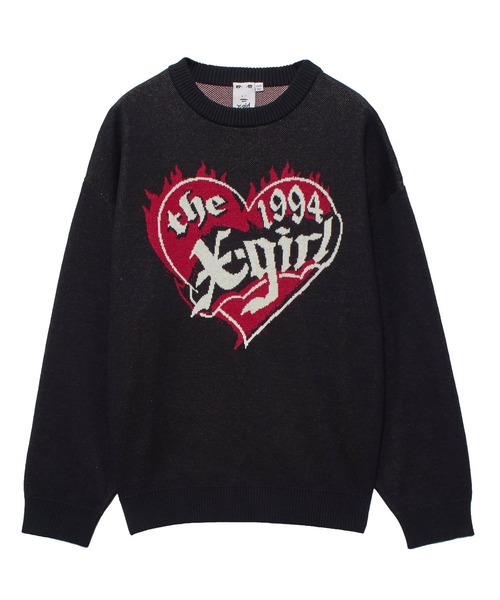 HEART LOGO JACQUARD KNIT TOP（ニット/セーター）｜X-girl