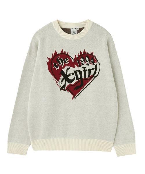 HEART LOGO JACQUARD KNIT TOP（ニット/セーター）｜X-girl