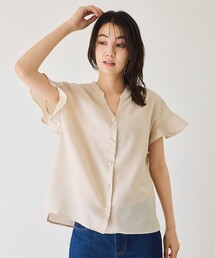 袖フリルブラウス