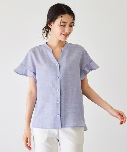 Jayro(ジャイロ)の「袖フリルブラウス(シャツ/ブラウス・レディース・サックスブルー/ベージュ/ホワイト系その他・M)」の3枚目の写真