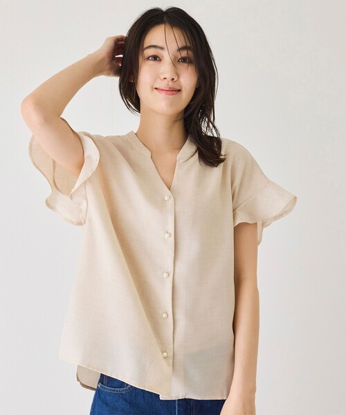 Jayro(ジャイロ)の「袖フリルブラウス(シャツ/ブラウス・レディース・サックスブルー/ベージュ/ホワイト系その他・M)」の16枚目の写真