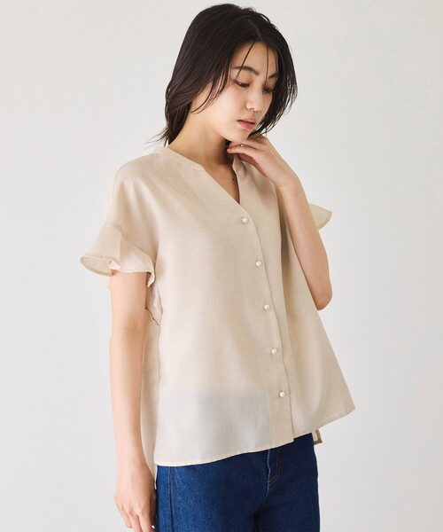 Jayro(ジャイロ)の「袖フリルブラウス(シャツ/ブラウス・レディース・サックスブルー/ベージュ/ホワイト系その他・M)」の15枚目の写真