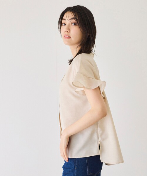 Jayro(ジャイロ)の「袖フリルブラウス(シャツ/ブラウス・レディース・サックスブルー/ベージュ/ホワイト系その他・M)」の14枚目の写真