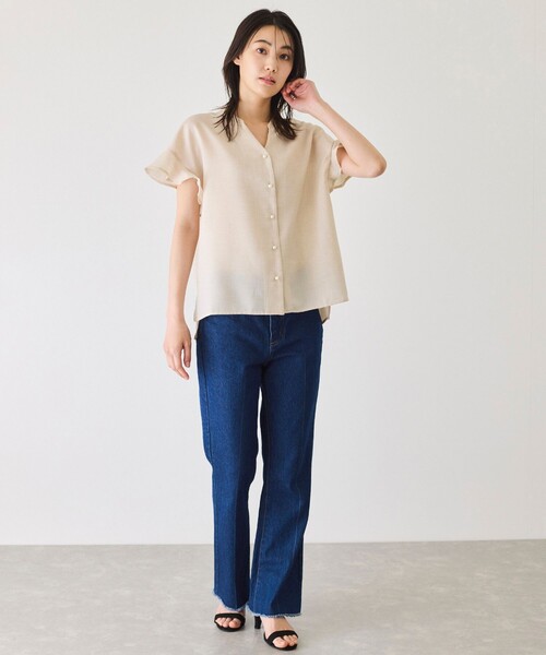 Jayro(ジャイロ)の「袖フリルブラウス(シャツ/ブラウス・レディース・サックスブルー/ベージュ/ホワイト系その他・M)」の12枚目の写真