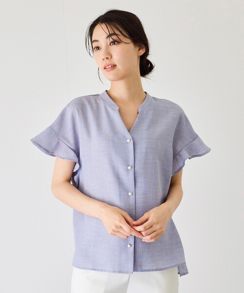 Jayro(ジャイロ)の「袖フリルブラウス(シャツ/ブラウス・レディース・サックスブルー/ベージュ/ホワイト系その他・M)」の9枚目の写真