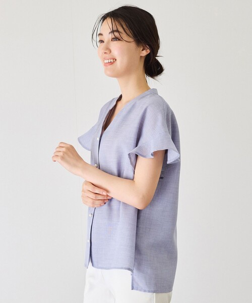 Jayro(ジャイロ)の「袖フリルブラウス(シャツ/ブラウス・レディース・サックスブルー/ベージュ/ホワイト系その他・M)」の8枚目の写真