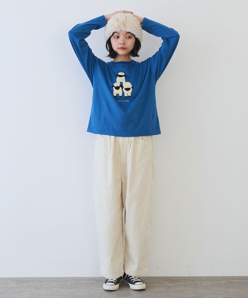 bulle de savon（ビュルデサボン）の「ひつじ刺繍 Tシャツ（Tシャツ/カットソー・レディース・オートミール/ブルー・FREE）」の20枚目の写真