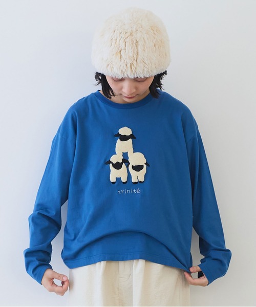 bulle de savon（ビュルデサボン）の「ひつじ刺繍 Tシャツ（Tシャツ/カットソー・レディース・オートミール/ブルー・FREE）」の15枚目の写真