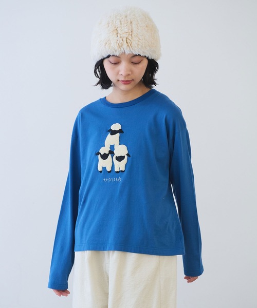 bulle de savon（ビュルデサボン）の「ひつじ刺繍 Tシャツ（Tシャツ/カットソー・レディース・オートミール/ブルー・FREE）」の14枚目の写真