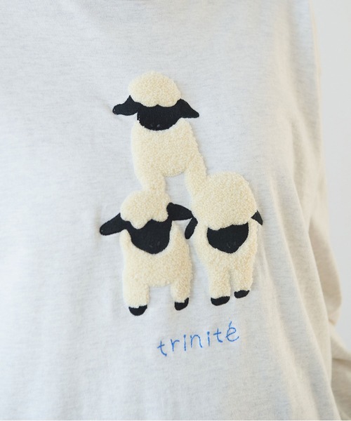 bulle de savon（ビュルデサボン）の「ひつじ刺繍 Tシャツ（Tシャツ/カットソー・レディース・オートミール/ブルー・FREE）」の13枚目の写真