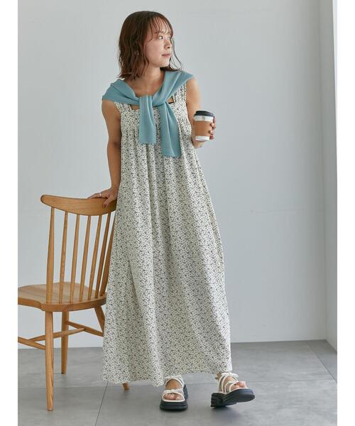 EPoca エポカ　花柄 ノースリーブ ひざ丈ワンピース　40 エポカザショップ 花柄ノースリーブひざ丈ワンピース|mercari