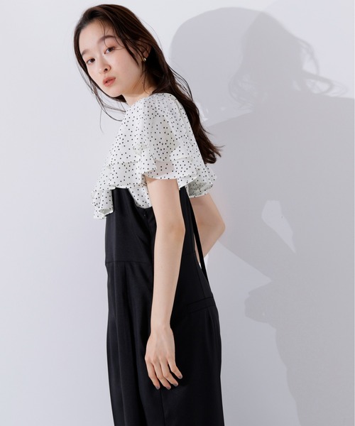 N.（N. Natural Beauty Basic）（エヌエヌナチュラルビューティーベーシック）の「ラッフルドットブラウス（シャツ/ブラウス・レディース・ブラック/オフホワイト/ブラウン・MEDIUM）」の7枚目の写真