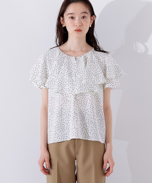 N.（N. Natural Beauty Basic）（エヌエヌナチュラルビューティーベーシック）の「ラッフルドットブラウス（シャツ/ブラウス・レディース・ブラック/オフホワイト/ブラウン・MEDIUM）」の12枚目の写真