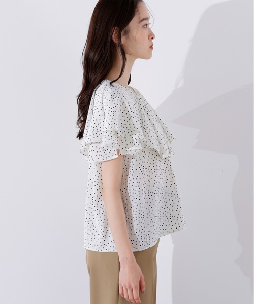 N.（N. Natural Beauty Basic）（エヌエヌナチュラルビューティーベーシック）の「ラッフルドットブラウス（シャツ/ブラウス・レディース・ブラック/オフホワイト/ブラウン・MEDIUM）」の13枚目の写真