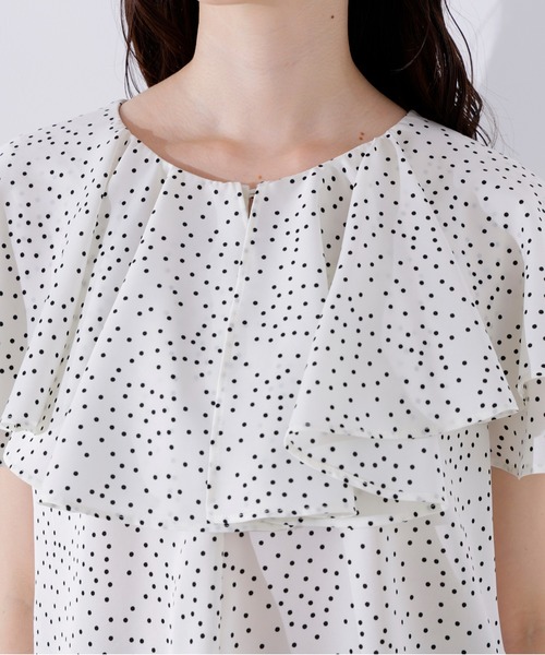 N.（N. Natural Beauty Basic）（エヌエヌナチュラルビューティーベーシック）の「ラッフルドットブラウス（シャツ/ブラウス・レディース・ブラック/オフホワイト/ブラウン・MEDIUM）」の15枚目の写真