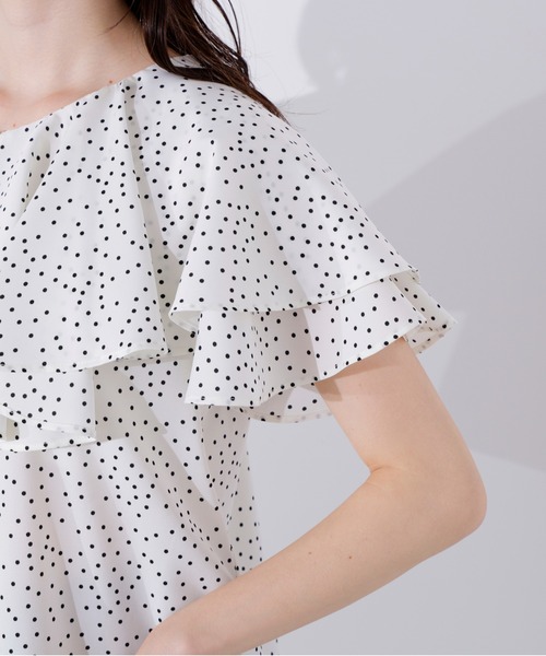 N.（N. Natural Beauty Basic）（エヌエヌナチュラルビューティーベーシック）の「ラッフルドットブラウス（シャツ/ブラウス・レディース・ブラック/オフホワイト/ブラウン・MEDIUM）」の16枚目の写真