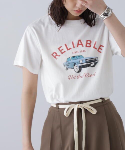 FREE'S MART(フリーズマート)の「◆クラシックカープリントTシャツ(Tシャツ/カットソー・レディース・ホワイト/ブラック・FREE)」の1枚目の写真