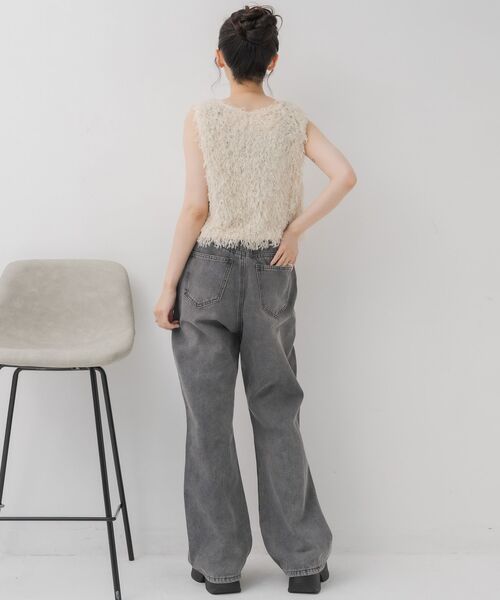 RETRO GIRL（レトロガール）の「前釦フェザーベスト（Tシャツ/カットソー・レディース・ブラック/ベージュ/ナチュラル・FREE）」の9枚目の写真