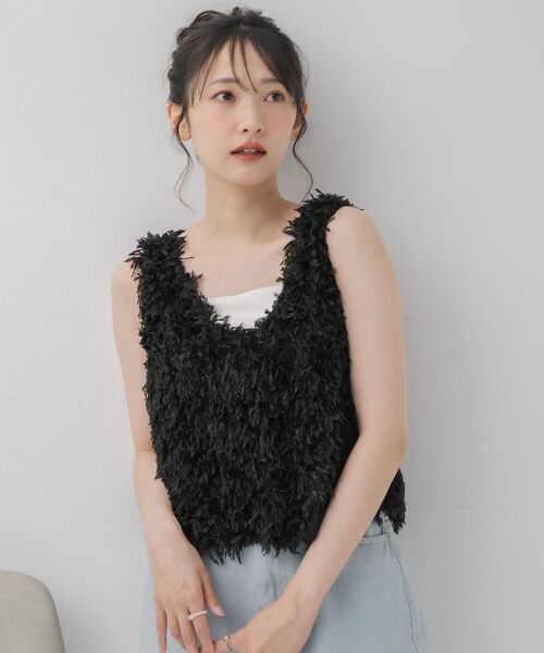 RETRO GIRL（レトロガール）の「前釦フェザーベスト（Tシャツ/カットソー・レディース・ブラック/ベージュ/ナチュラル・FREE）」の18枚目の写真