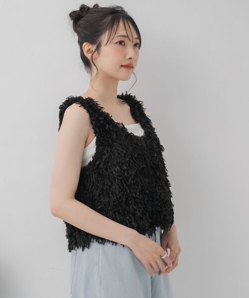 RETRO GIRL（レトロガール）の「前釦フェザーベスト（Tシャツ/カットソー・レディース・ブラック/ベージュ/ナチュラル・FREE）」の19枚目の写真