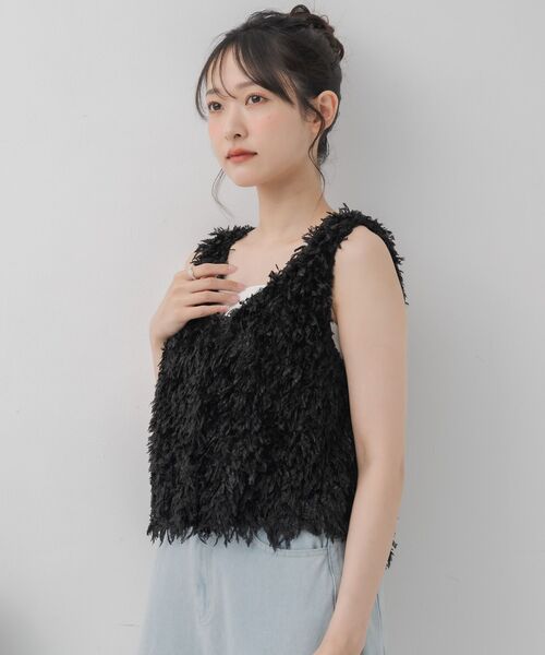 RETRO GIRL（レトロガール）の「前釦フェザーベスト（Tシャツ/カットソー・レディース・ブラック/ベージュ/ナチュラル・FREE）」の20枚目の写真