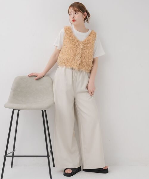 RETRO GIRL（レトロガール）の「前釦フェザーベスト（Tシャツ/カットソー・レディース・ブラック/ベージュ/ナチュラル・FREE）」の22枚目の写真