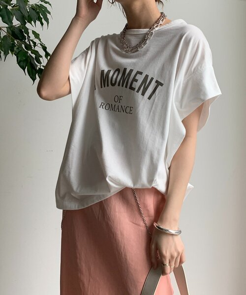 DouDou(ドゥドゥ)の「A MOMENTタックスリーブTEE(Tシャツ/カットソー・レディース・ホワイト系その他/チャコールグレー/オフホワイト・FREE)」の9枚目の写真