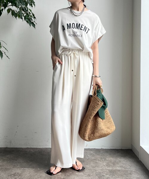 DouDou(ドゥドゥ)の「A MOMENTタックスリーブTEE(Tシャツ/カットソー・レディース・ホワイト系その他/チャコールグレー/オフホワイト・FREE)」の15枚目の写真
