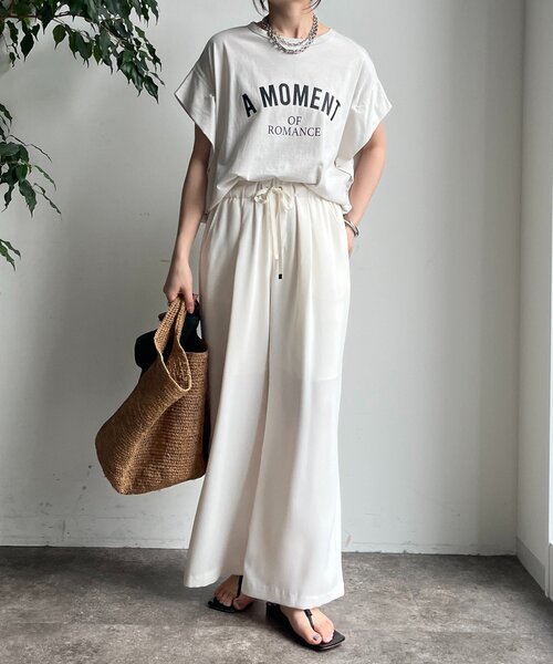 DouDou(ドゥドゥ)の「A MOMENTタックスリーブTEE(Tシャツ/カットソー・レディース・ホワイト系その他/チャコールグレー/オフホワイト・FREE)」の16枚目の写真
