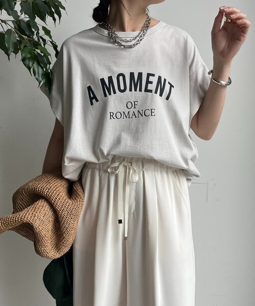 DouDou(ドゥドゥ)の「A MOMENTタックスリーブTEE(Tシャツ/カットソー・レディース・ホワイト系その他/チャコールグレー/オフホワイト・FREE)」の18枚目の写真