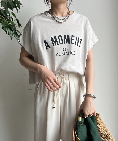DouDou(ドゥドゥ)の「A MOMENTタックスリーブTEE(Tシャツ/カットソー・レディース・ホワイト系その他/チャコールグレー/オフホワイト・FREE)」の19枚目の写真