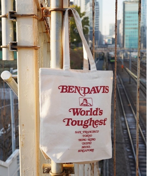 BEN DAVIS(ベンデイビス)の「BENDAVIS ベンデイビス ORGANIC COTTON TOTE(トートバッグ・メンズ・ホワイト×ネイビー/ホワイト×レッド/ホワイト×ブラック・FREE)」の1枚目の写真