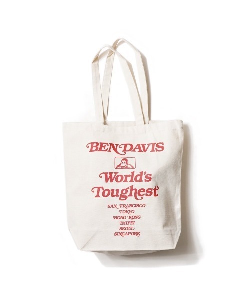 BEN DAVIS(ベンデイビス)の「BENDAVIS ベンデイビス ORGANIC COTTON TOTE(トートバッグ・メンズ・ホワイト×ネイビー/ホワイト×レッド/ホワイト×ブラック・FREE)」の4枚目の写真