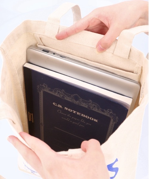 BEN DAVIS(ベンデイビス)の「BENDAVIS ベンデイビス ORGANIC COTTON TOTE(トートバッグ・メンズ・ホワイト×ネイビー/ホワイト×レッド/ホワイト×ブラック・FREE)」の8枚目の写真