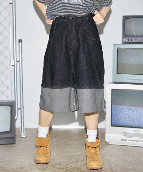 00s REFUSE W38 リジットデニム バギーパンツ ハーフ ショーツ 00s REFUSE W38 リジットデニム バギーパンツ ハーフ ショーツ