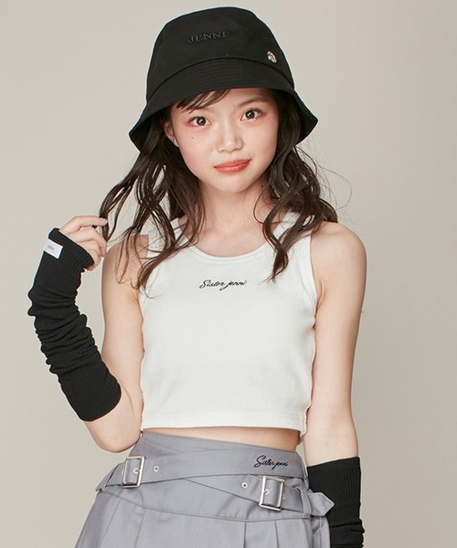 新品タグ付　JENNI❤️ツィード柄　アンサンブル　150cm 花モチーフビジューリゾートサンダル 花柄 フラット[品番