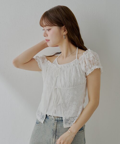 未使用【PINKO】ピンコ　ホワイトレース長袖トップス レーシー 未使用【PINKO】ピンコ ホワイトレース長袖トップス レーシー