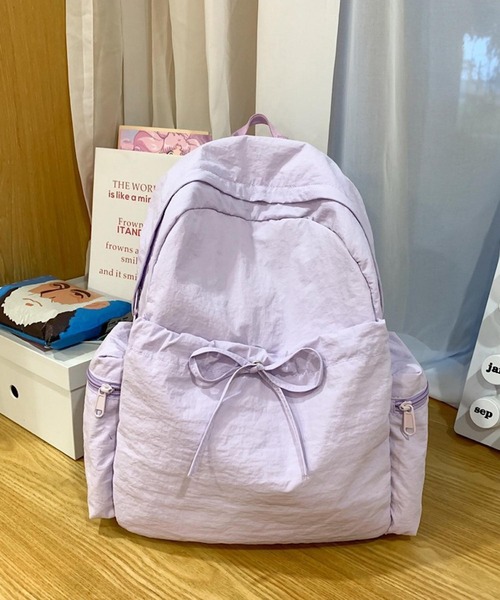 VIBGYOR（ヴィブジョー）の「Mignonjour/ナイロンリボンリュック M2609（バックパック/リュック・レディース・ブラック/アイボリー/ピンク/ベージュ/パープル・FREE）」の4枚目の写真