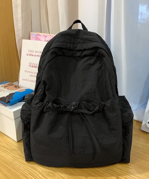 VIBGYOR（ヴィブジョー）の「Mignonjour/ナイロンリボンリュック M2609（バックパック/リュック・レディース・ブラック/アイボリー/ピンク/ベージュ/パープル・FREE）」の3枚目の写真