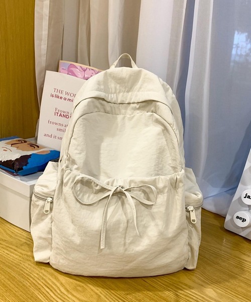 VIBGYOR（ヴィブジョー）の「Mignonjour/ナイロンリボンリュック M2609（バックパック/リュック・レディース・ブラック/アイボリー/ピンク/ベージュ/パープル・FREE）」の7枚目の写真