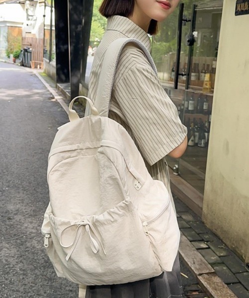 VIBGYOR（ヴィブジョー）の「Mignonjour/ナイロンリボンリュック M2609（バックパック/リュック・レディース・ブラック/アイボリー/ピンク/ベージュ/パープル・FREE）」の8枚目の写真